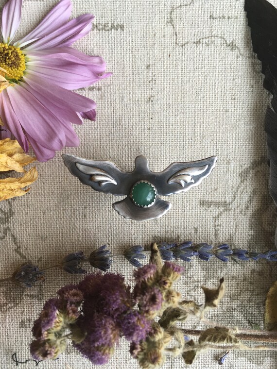 Luyu, Wild Dove Sterling Silver Dove Statement Ring, Aventurine, size 8.