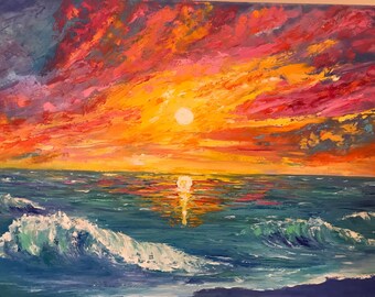 Sun setting over the ocean