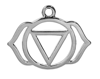 2 Silver Tone Chakra Pendant - Agnya /Ajna (Third Eye Chakra) 2.9cm