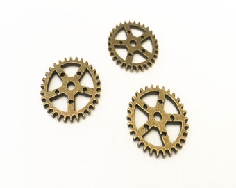 20pcs Antique bronze gear pendant charm 25mm