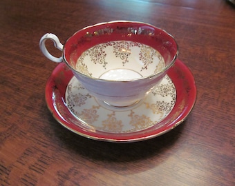 Royal Grafton Teacup and Saucer red and White