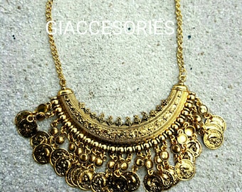 Statement necklace, Chunky necklace, bib necklace, gold necklace, Necklace, statement jewelry