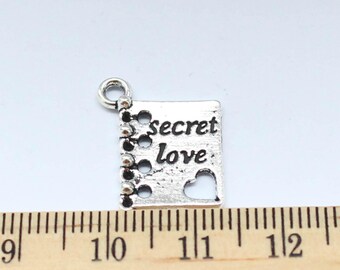2 Secret Love Book Charms - Secret Love Book Pendant - EF00134