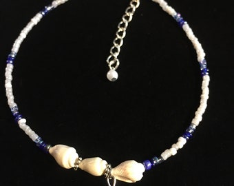 Simple Beach Anklet with 3 Spiral Shells