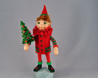Polymer Clay Christmas Elf Art Doll figurine