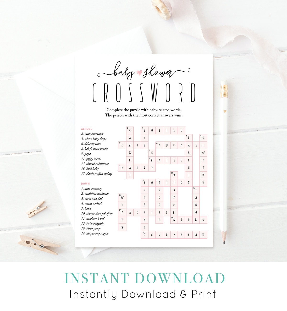 Printable Pregnancy Announcement Crossword Puzzle 15 Off With Code 