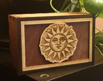 Tarot Cards Box Sun Stash Box Sun Treasure Box Sun Mindfulness Gift Sun Spiritual Gift (12010MB)