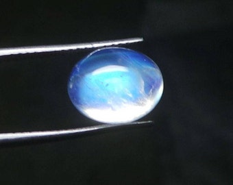 Rainbow Moonstone Oval Cabochon, Natural Rainbow Moonstone Blue Flash,Loose Gemstone,Transparent Rainbow, 11X8X6 MM, 4 CT