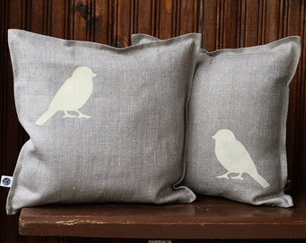 Bird pillow covers set - cream birds cushion cover - bird print throw pillow - cushion cover for shabby chic home decor 0294
