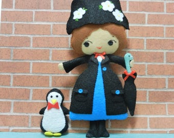 Felt Mary Poppins Nanny Softie Plushie Doll by Noialand