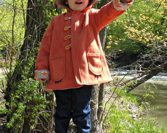 Childrens Fox Coat, Boys or Girls Winter Coat, Wild & Woolly Red Fox Jacket, Fleece Jacket for Kids
