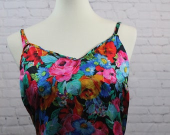 Silk camisole | silk sleepwear | Floral Vintage Short Nightie Size Medium | nightshirt | sleep dress | short nightie | vintage silk |