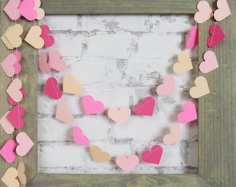 Pink Heart Garland - Pink Paper Garland - Pink Baby Shower Decor - Pink Ombre Garland