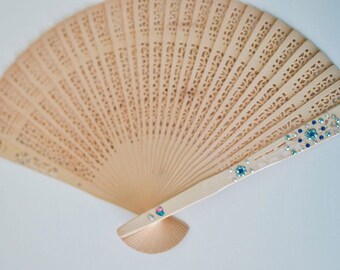 Blue Crystalized Handheld Fan