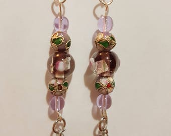 Pinkish purple floral drop earrings