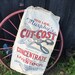 Vintage Cotton Feed Sack, CUT-COST Murphy Burlington Wisconsin, Rustic Farmhouse Decor, Sewing Repurpose Fabric