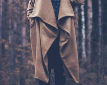 Asymmetric Maxi Extravagant Warm Winter Coat / Loose Elegant Coat