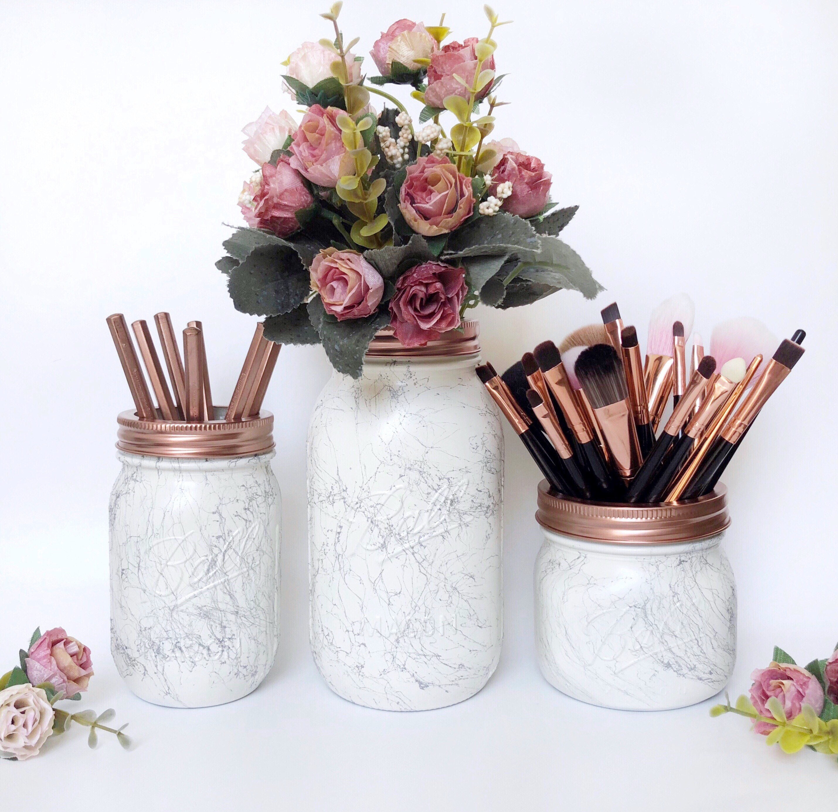 Marble desk accessories Rose gold marble marble home decor