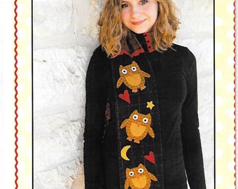 Owl Scarf and mittens Sewing Pattern, by Buttons & Bees, new Uncut Scarf and Mittens pattern, Free US Shipping