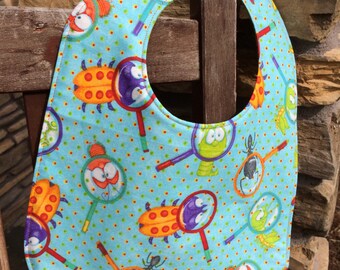 NEWBORN Bib: Bugs Under a Magnifying Glass, Personalization Available