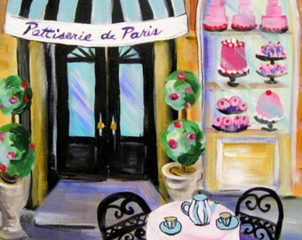 French Bakery Original Painting 16 x 20 Ary by Elaine Cory