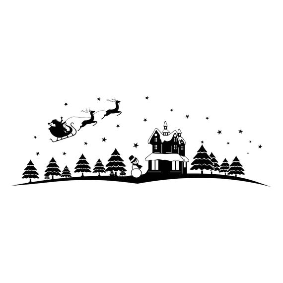 Christmas Scenery Santa Claus Graphics SVG Dxf EPS Png Cdr Ai