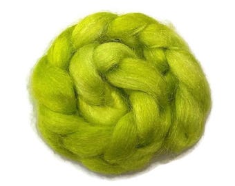 Firestar, sparkle, nylon hand dyed fiber for spinning, carding, art bats, felting, needle felting, paper making 0.5 oz, chartreuse