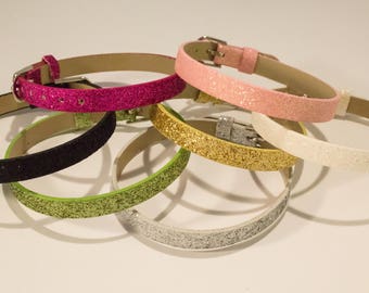 Glittery faux leather green strap