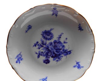 Vintage French Procelaine De Sologne - Larcheveque Bowls - Blue and White Floral Design