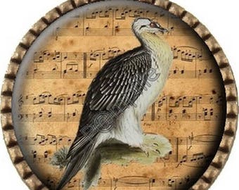 Bronze pendant Cabochon - bird song (760)