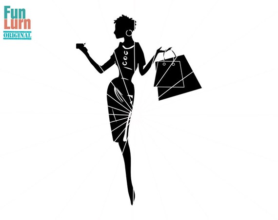 Download Fashion Shopping Lady Shopping bags credit card svg png dxf