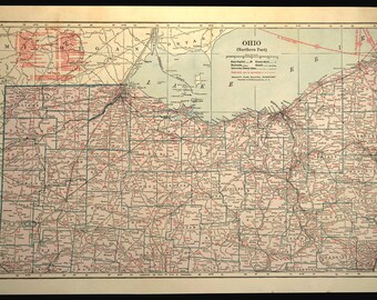 Northern Ohio Map LARGE Ohio Railroad Map Ohio Wall Art