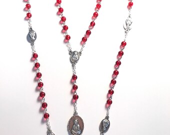 Seven Sorrows Chaplet,Seven Sorrows Rosary,Red Seven Sorrows Chaplet,Our Lady of Seven Sorrows Chaplet,Chaplet of Seven Sorrows