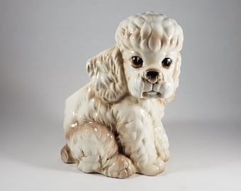 Vintage Poodle Planter | Lefton Ceramic Planter | Vintage Poodle Figurine | White Poodle | Cute Indoor Planter | Poodle Dog Art