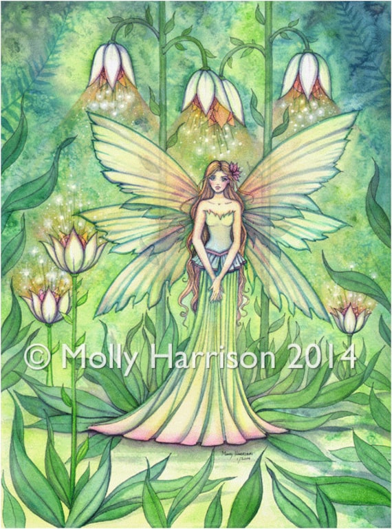 Illuminated Garden Fairy Fantasy Fine Art Giclee Print 9 x