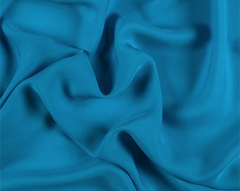 Bright Blue Silk Double Georgette, Fabric By The Yard