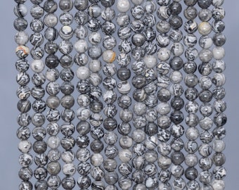 Genuine Natural Gray Crazy Lace Jasper Loose Beads Round Shape 4mm