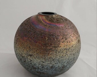 Silvestri Mouth Blown Glass Metallic Look Vase
