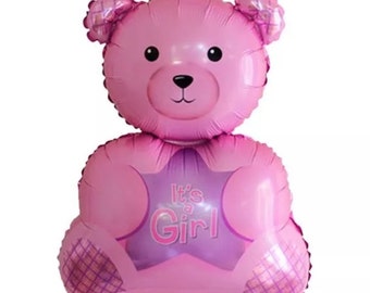 Its a girl teddy bear foil helium balloon