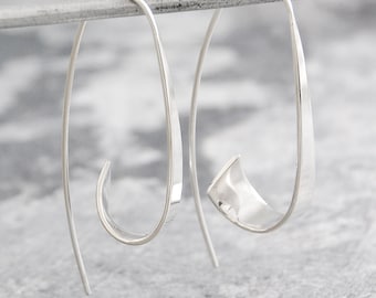 Silver Drop Earrings - Sterling Silver Earrings - 925 Silver Earrings - Statement Earrings, Modern Earrings, Unusual Earrings, Curl Earrings