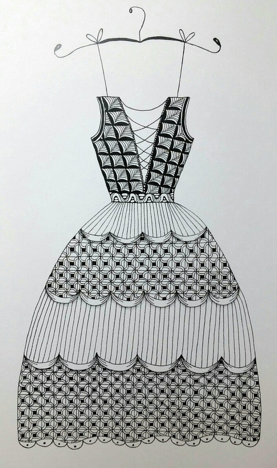 Beautiful Dress Zentangle Art Print
