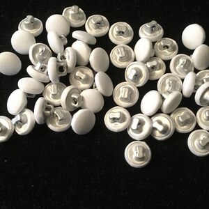 Lot of 50 Wedding White Fabric Covered Buttons - Metal Shank - 12mm diameter Buy 5 Get 1 FREE!