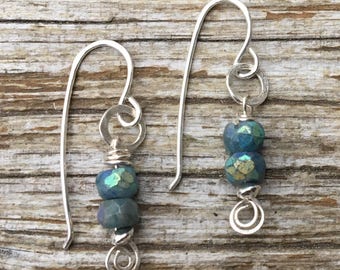 Mystic Chrysocolla Sterling Spiral Earrings