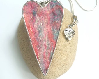 Handmade Heart Felt Pendant Necklace