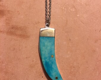 Turquoise Bone "Claw" Mini Pocket Knife Necklace
