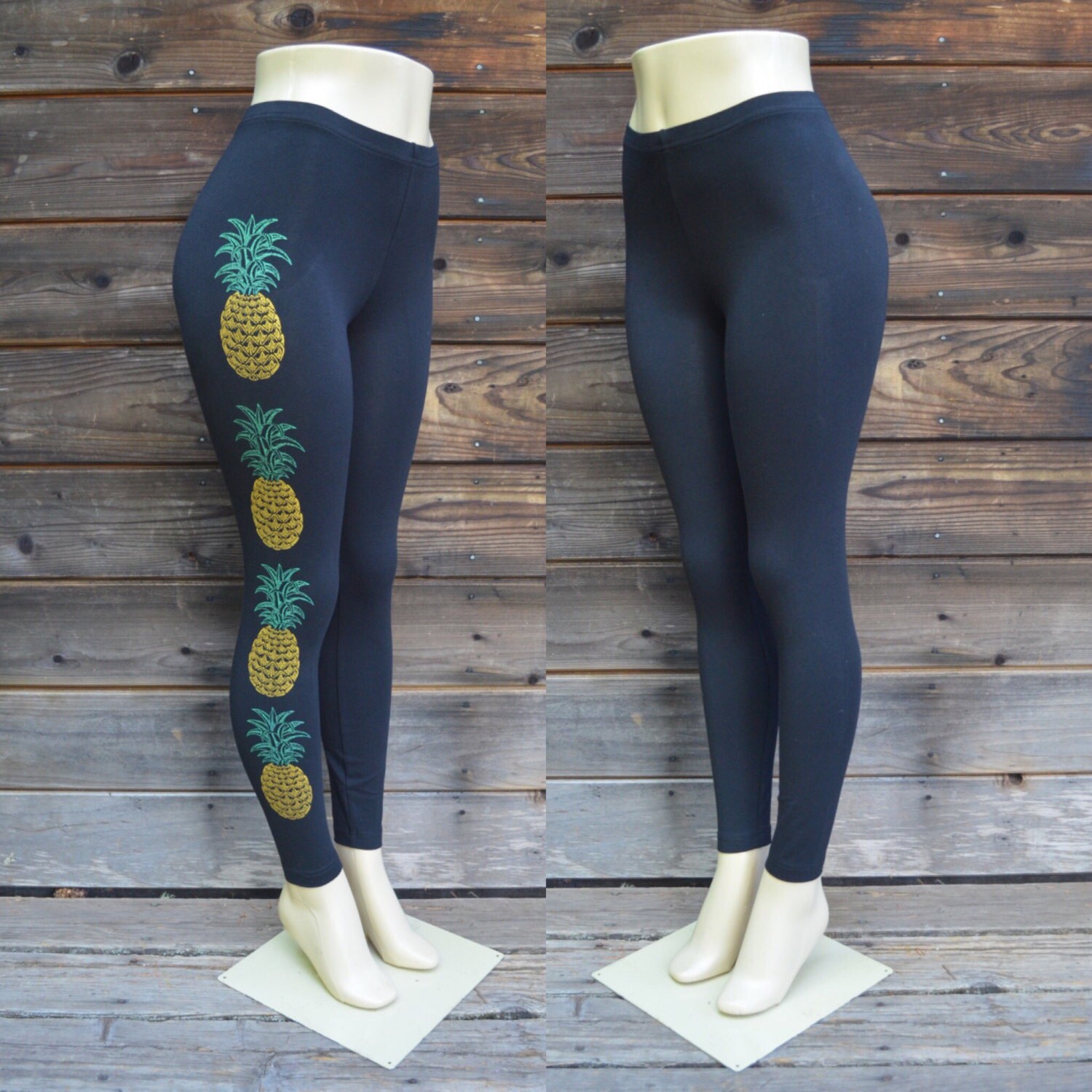 Pineapple Leggings Yoga Leggings Festival Leggings Black
