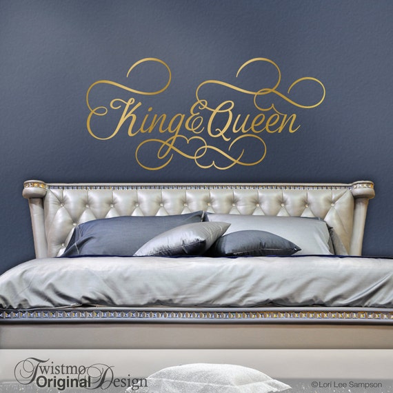 King and Queen Bedroom Decor Romantic Bedroom Decal Gold