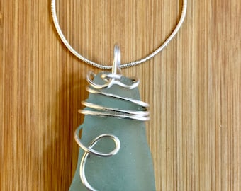 Seafoam/blue seaglass Pendant necklace