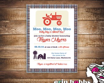 Moo, Moo, Moo, Moo A Baby Boy is Almost Due Baby Shower Invite