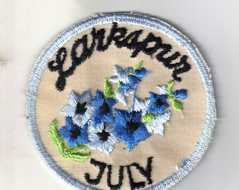 Larkspur July Flower of the Month Rare Vintage Sewing Patch Applique Collectible